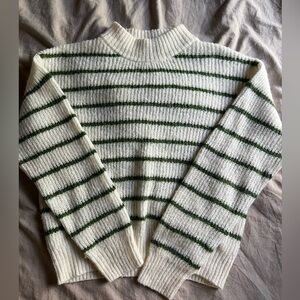 White Sweater with Green Stripes